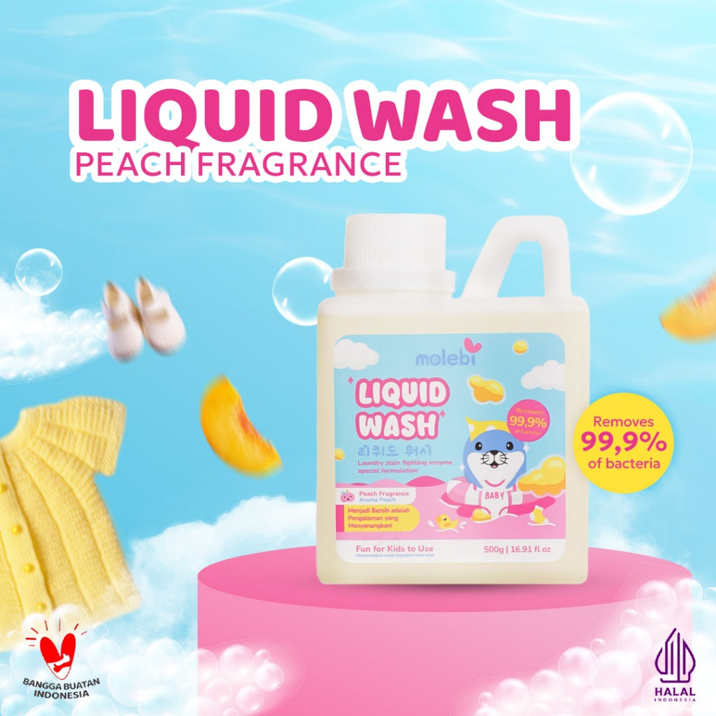 Molebi Detergen Baju Bayi / Liquid Wash Detergent 500g - Stain Fighting Enzyme, Lembut untuk Kulit Bayi