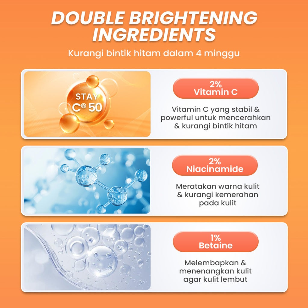 【5pcs Hemat】Hanasui Serum Vitamin C - Mencerahkan & Pudarkan Bintik Hitam 2% Vitamin C 2% Niacinamide 1% Betaine