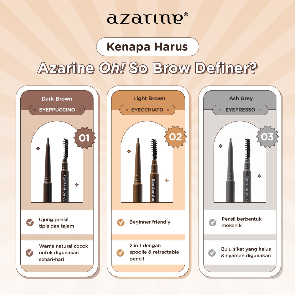 [GIFT] Azarine Oh! MY BROW DEFINER Eyebrow Pemula Beginner Friendly Tahan Lama 0.06gr