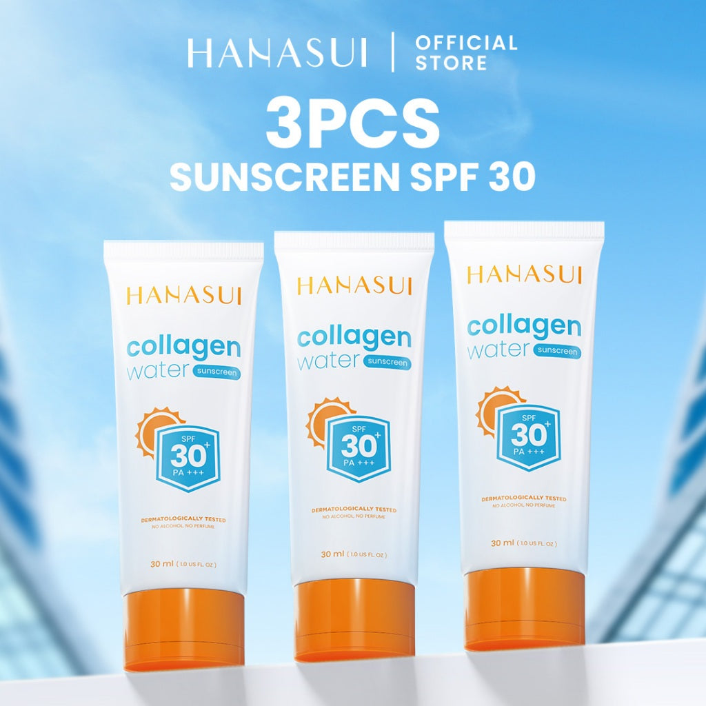 【5pcs Hemat】Hanasui Collagen Water Sunscreen - SPF 50 & SPF 30 - Ringan & Menenangkan Kulit No Whitecast Tidak Kusam Berminyak