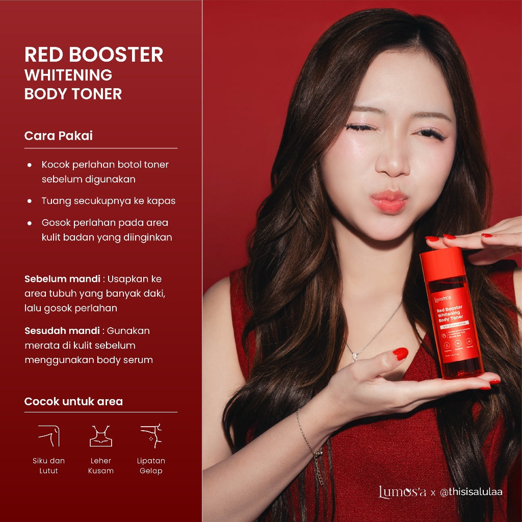 [BUNDLE 2] Lumos'a Red Dose Whitening Ampoule 30ml + Red Booster Whitening Body Toner 110ml