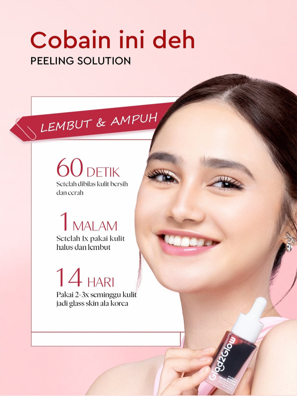 Glad2Glow Peeling Solution Serum Eksfoliasi Wajah 60S Menghaluskan Kulit Anda AHA BHA PHA Intensive serum vitamin c serum wajah white serum wajah glowing dan putih peeling exfoliating serum niacinamide Bahkan warna kulit kulit halus g2glow official store