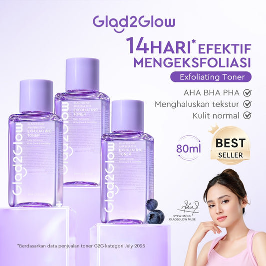Glad2Glow Daily Exfoliating Toner toner badan face mist hydrating toner centella Toner eksfoliasi wajah glycocid acid glycolic acid kulit halus Eksfoliasi Lembut Jaga kulit Anda tetap terhidrasi Rawat kulitmu Skincare Mikrodermabrasi g2glow official store