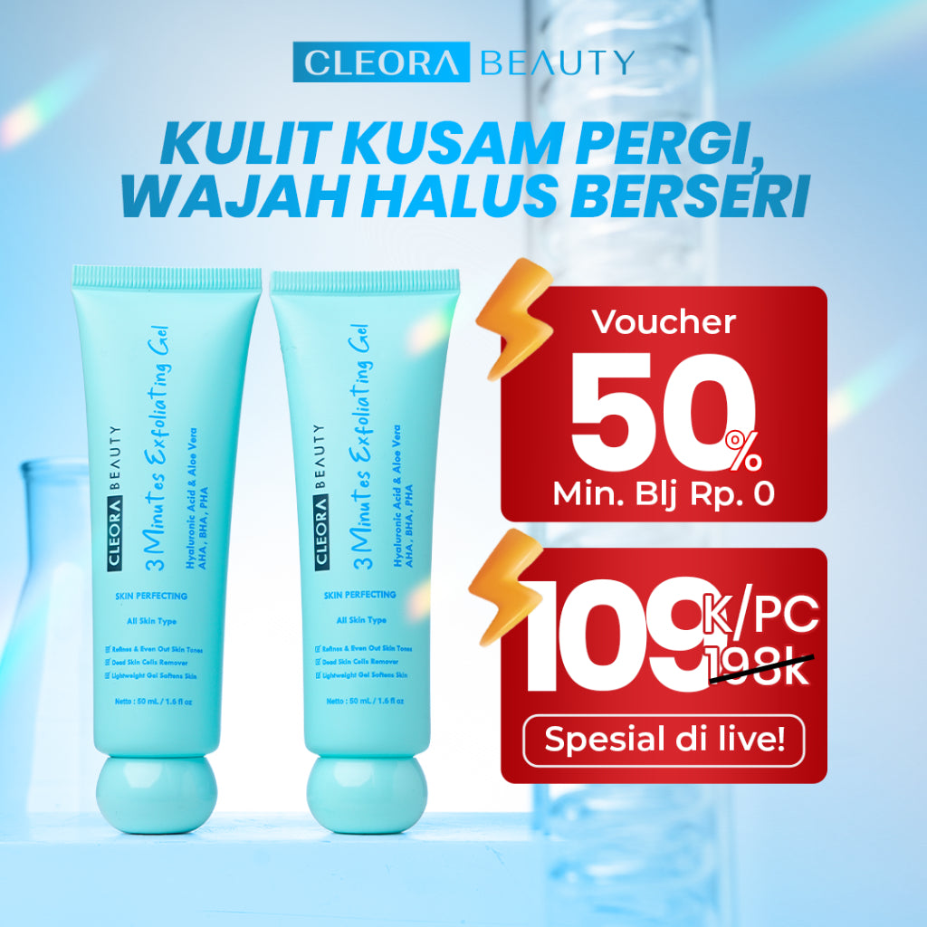 [ ] Cleora 3 Minutes Exfoliating Peeling Gel - Face Scrub Exfoliasi Wajah With AHA BHA PHA Untuk Wanita Pria Membantu Mengangkat Sel Kulit Mati Kotoran Skincare Niacinamide Eksfoliasi Muka Brightening Scincare Mencerahkan Komedo Acne Day Night
