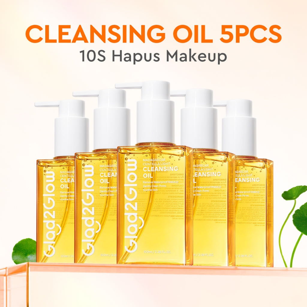 [Ready Stock]Glad2Glow Madagascar Centella Light Cleansing Oil 100ml/200ml micellar water pembersih wajah Penghapus riasan lembut tanpa iritasi Menghapus riasan tahan air dengan cepat dan menyegarkan muka wajah g2glow official store