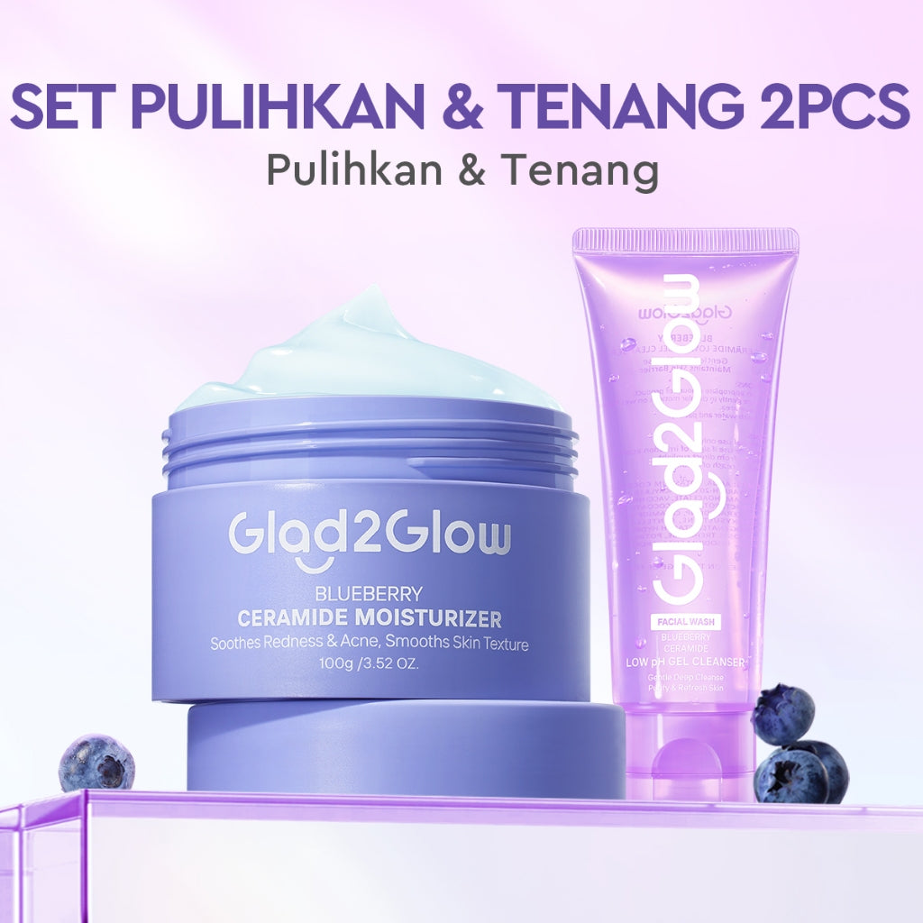 [Big Size]Glad2Glow Blueberry Moisturizer 100g 5% Ceramide Menjaga Skin Barrier Perawatan Wajah Mencerahkan wajah Menjaga kelembapan kulit Penyerapan cepat Pelembab wajah Esensi wajah Produk perawatan kulit Perawatan wajah g2glow official store