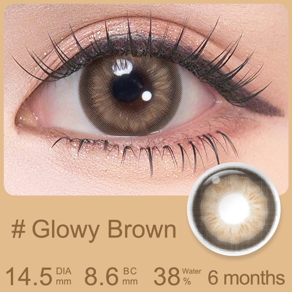 Magister Softlens Minus(0.00~-6.00) Glowy Series 14.5mm abu-abu coklat Gaya eksklusif soflen