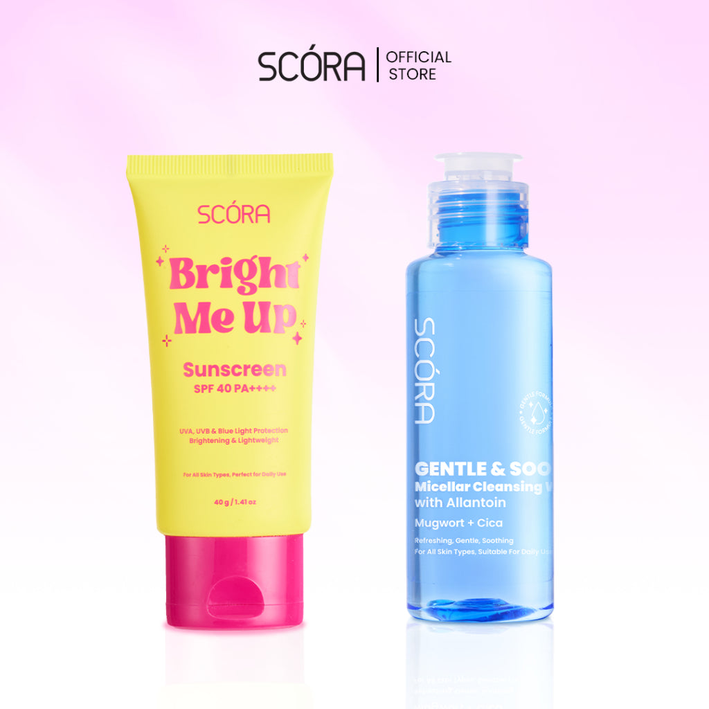SCORA Bright Me Up Sunscreen 40 Gr + SCORA Gentle and Soothe Micellar Cleansing Water 100ML