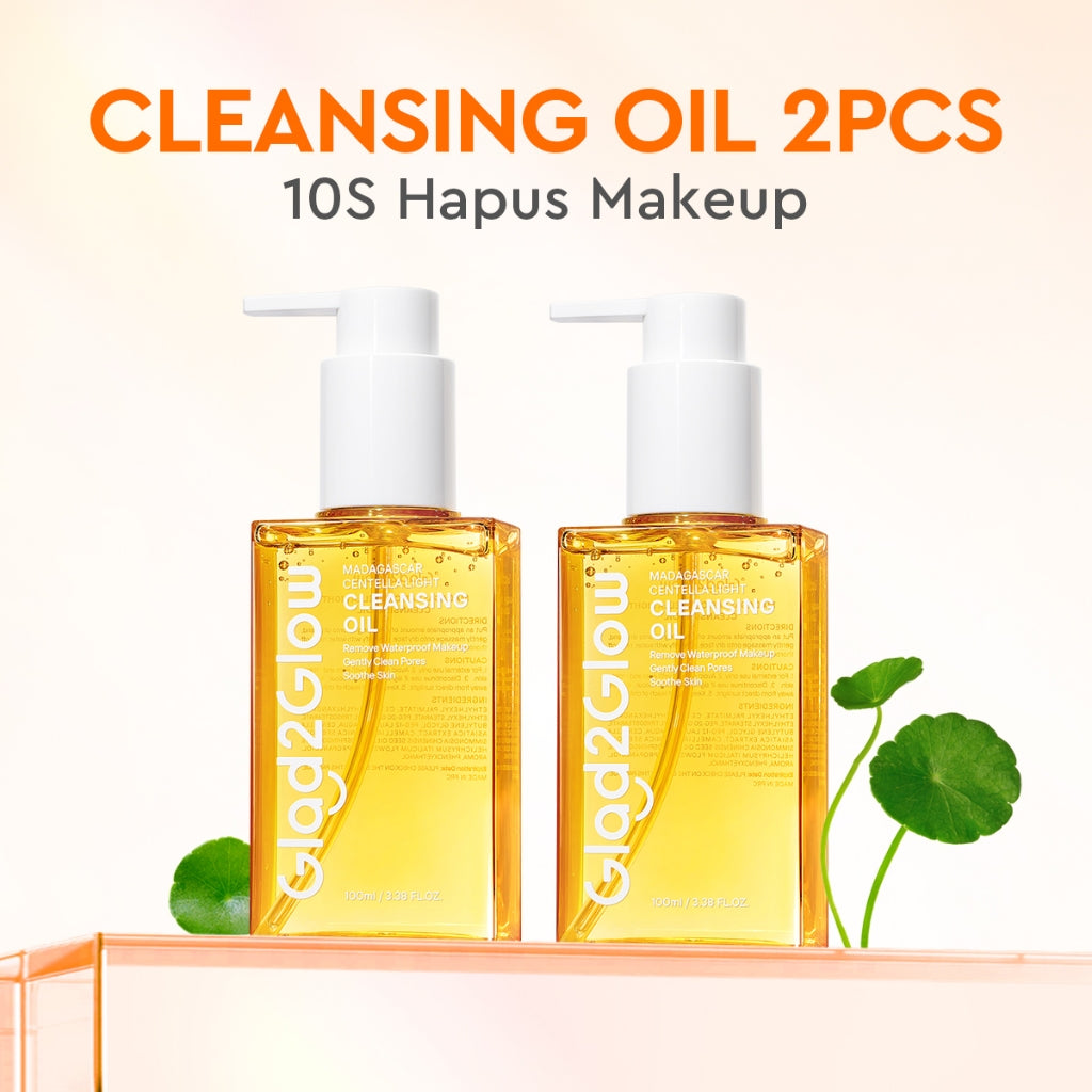 [Ready Stock]Glad2Glow Madagascar Centella Light Cleansing Oil 100ml/200ml micellar water pembersih wajah Penghapus riasan lembut tanpa iritasi Menghapus riasan tahan air dengan cepat dan menyegarkan muka wajah g2glow official store