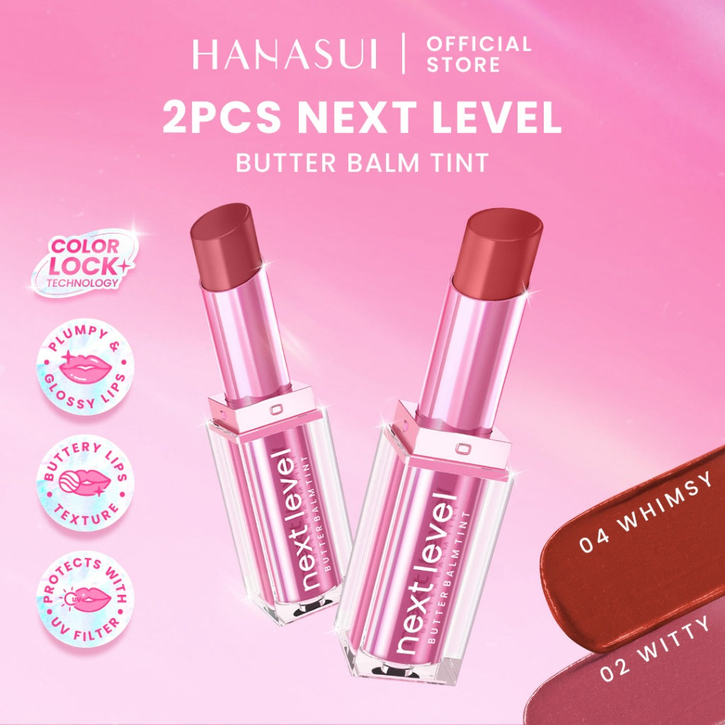 [Twinpack] Hanasui Next Level - Blurry Tint Bouncy Blush Butter Balm Liplast Cream Lip Tint Tahan Lama Velvet Finish Longlasting Bounce Tinted Balm Melembabkan Pigmented Matte Finish