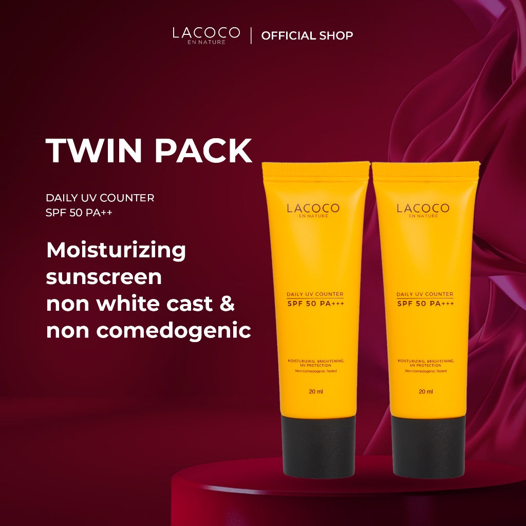 [Twin Pack] Lacoco Sunscreen Daily UV Counter SPF 50 PA+++ - Sunscreen Non Comedogenic/Melindungi Kulit dari Sinar UV