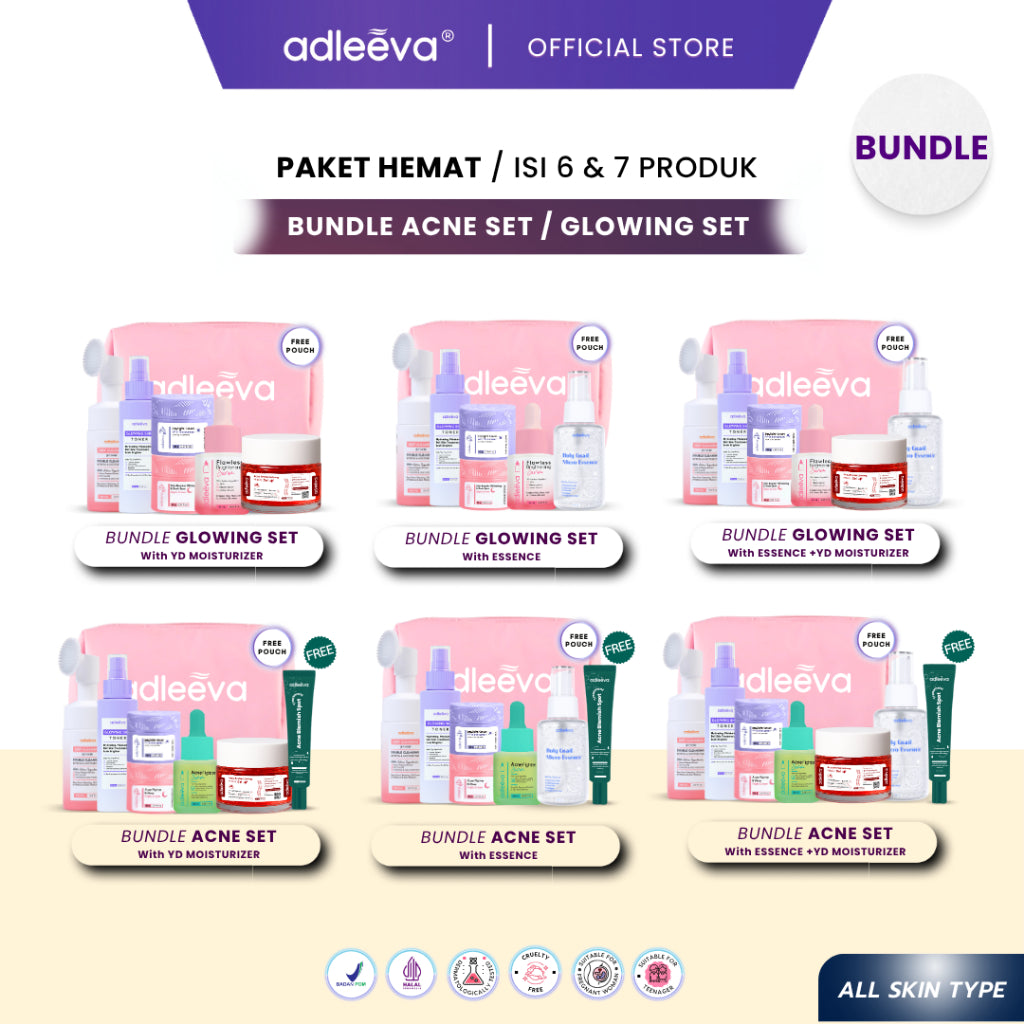 ADLEEVA - [BUNDLE SET] ACNE / WHITENING GLOWING SET (Paket Complete + Moisturizer + Essence) (PAKET HEMAT UNTUNG BANYAK)