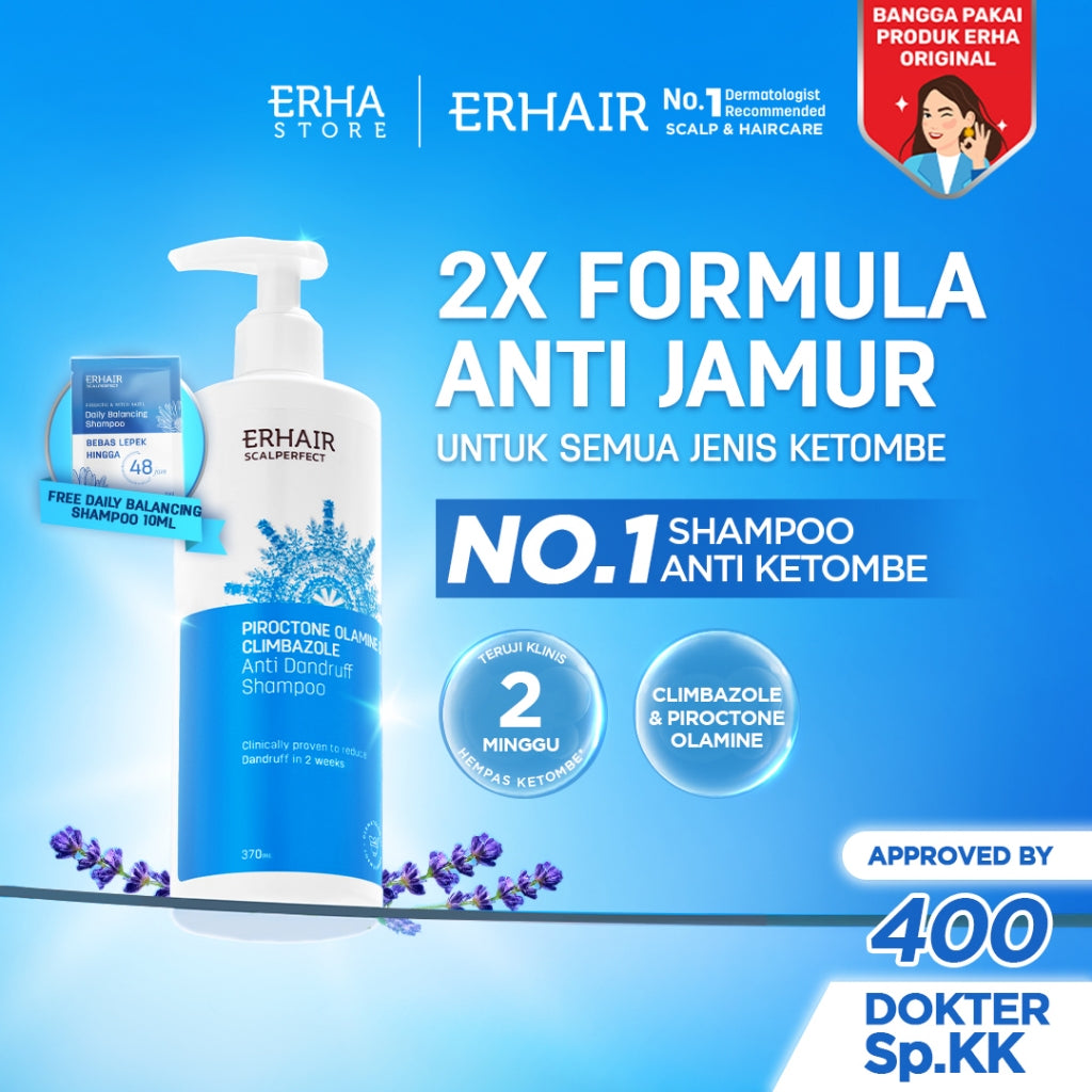 [ANTI KETOMBE] ERHAIR Scalperfect Anti Dandruff Shampoo 100ml 250ml 370ml - Sampo Anti Ketombe & Seboroik | Membersihkan Kulit Kepala Dan Rambut | Rekomendasi Ahli Dermatologi