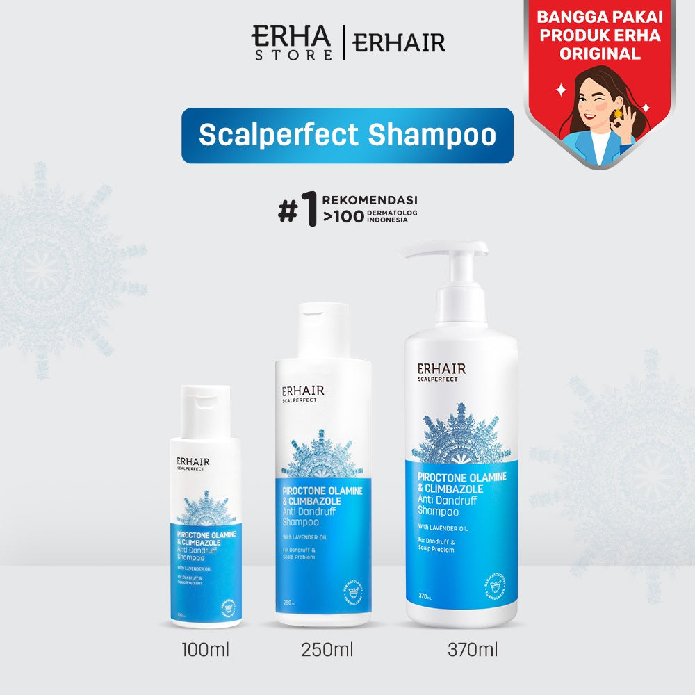 [ANTI KETOMBE] ERHAIR Scalperfect Anti Dandruff Shampoo 100ml 250ml 370ml - Sampo Anti Ketombe & Seboroik | Membersihkan Kulit Kepala Dan Rambut | Rekomendasi Ahli Dermatologi