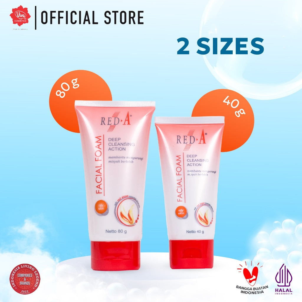 Red-A Facial Foam for Oily Skin with Oil Absorbent & Red Algae Extract (tersedia 40 Gr & 80 Gr)