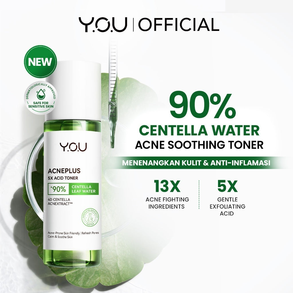 YOU AcnePlus AHA BHA PHA Daily Essence Toner Kulit Berminyak Jerawat Centella dan Oil Control