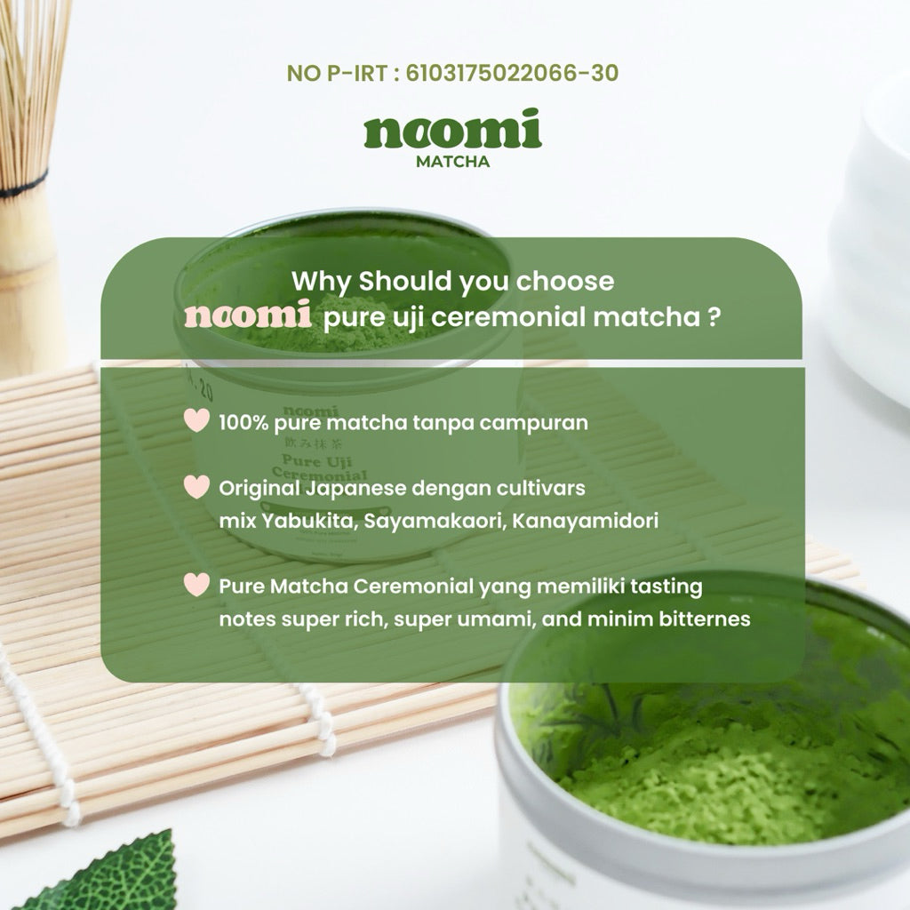 Noomimatcha Pure Ceremonial Matcha Powder 50gr Noomi Matcha | 100% Pure Matcha no Additional.