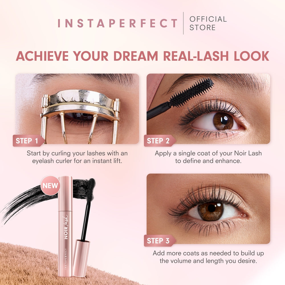 [BEST MASCARA 2025] Instaperfect Noir Lash Mascara (Maskara Bulu Mata Smudgeproof, Anti Clumpy, Lentik Panjang Tebal Natural Tahan Lama 24 Jam, Instant Lash Lift)