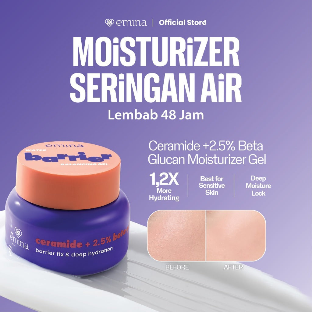 [SPECIAL 11.11] Emina Water Barrier Balancing Gel Moisturizer 30g | 48H Menjaga Kelembaban, Memperkuat Skin Barrier, Meningkatkan Elastisitas Kulit, untuk Kulit Kering Dehidrasi, Pelembab Seringan Air
