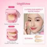 Glad2Glow Perfect Blurring Powder Foundation waterproof setting two way cake TWC Mengandung squalane dan vitamin E concealer pengontrol minyak meratakan warna kulit bantalan udara yang menjaga kelembapan alas bedak krim BB concealer g2glow official store