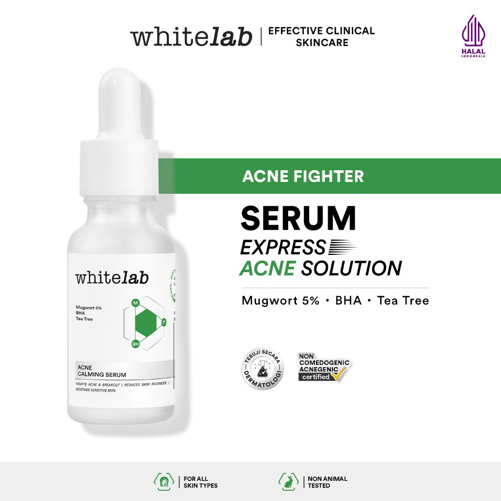 Whitelab Acne Calming Serum - Serum untuk Kulit Jerawat, Bruntusan, dan Berminyak dengan Mugwort, BHA & Tea Tree [BPOM]