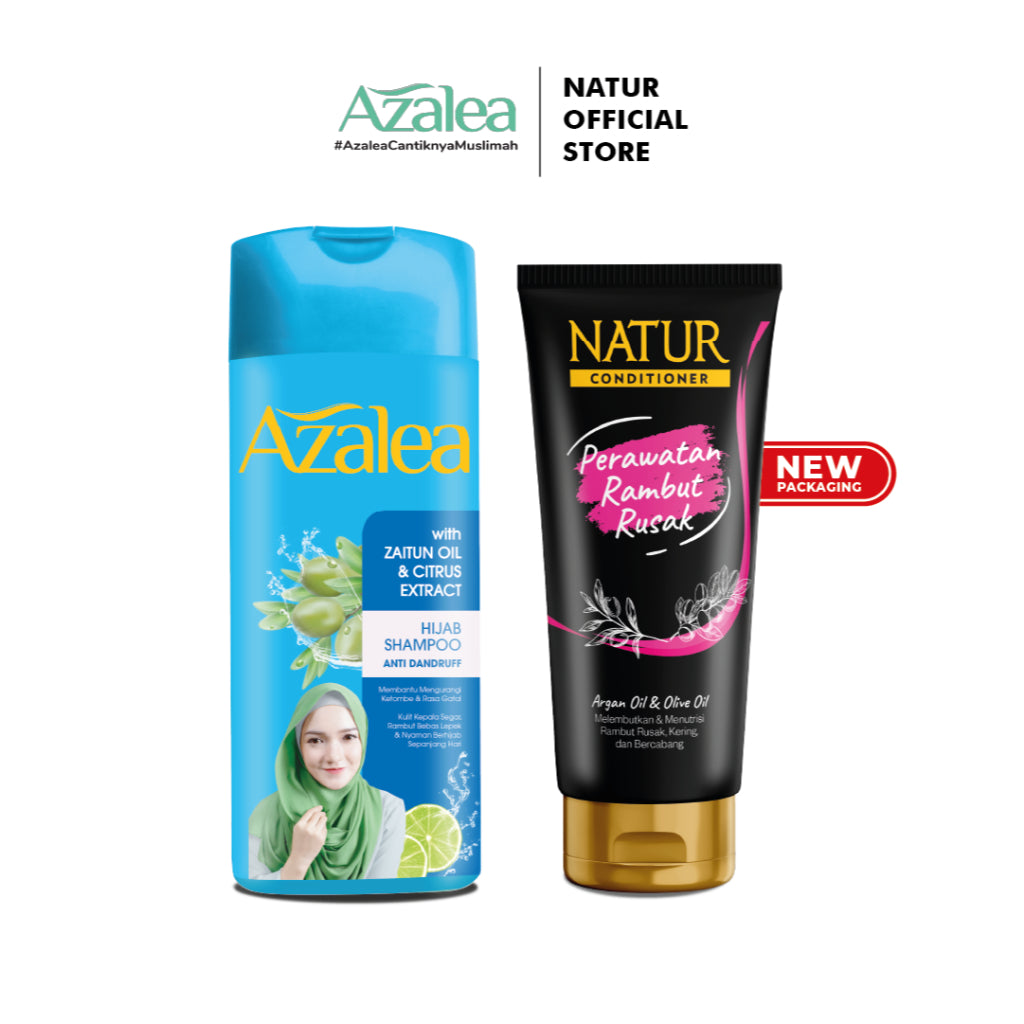 Azalea Shampoo Citrus Extract 180 ml & Natur Conditioner 165 ml - Paket Sampo Anti Ketombe dan Kondisioner
