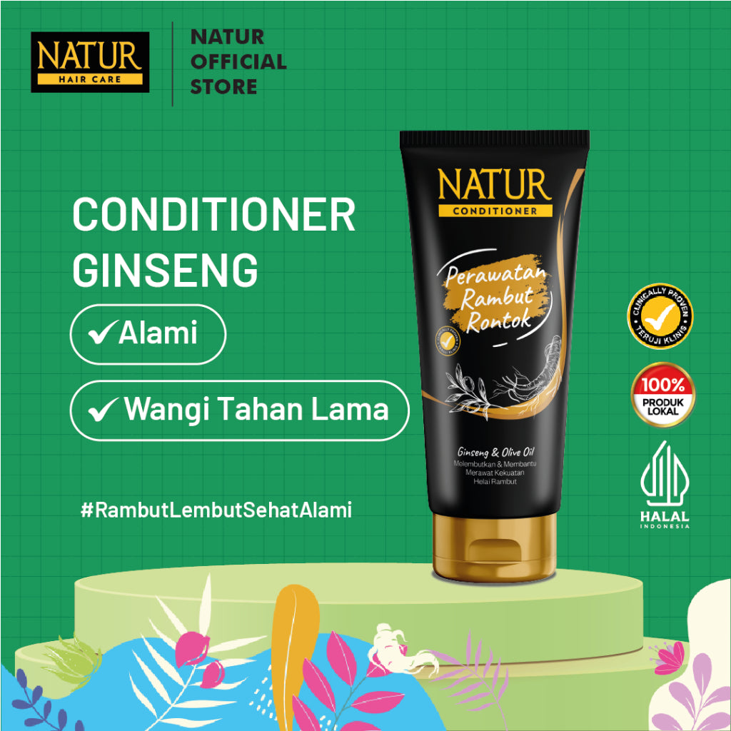 Natur Conditioner Ginseng 160 ml - Kondisioner Kekuatan Helai Rambut Rontok / Anti Hair Fall / Menguatkan Akar Rambut