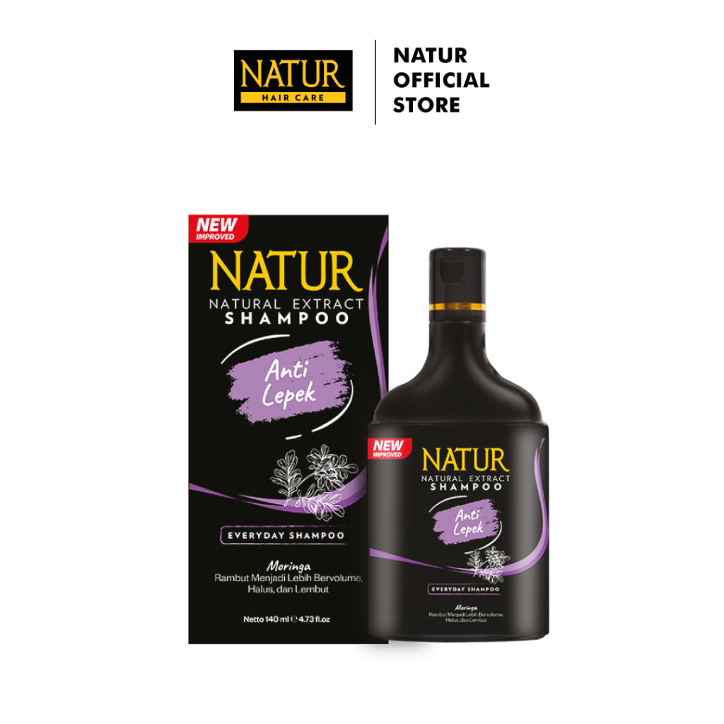 Natur Shampoo Moringa 140 ml - Sampo Perawatan Rambut Anti Lepek, Rambut Menjadi Lebih Bervolume, Halus, dan Lembut