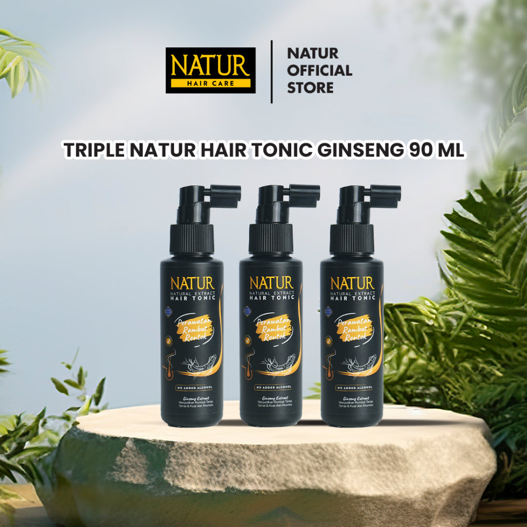 Triple Natur Hair Tonic Ginseng 90 ml - Tonic Mengurangi Rambut Rontok 3pcs / Anti Hair Fall