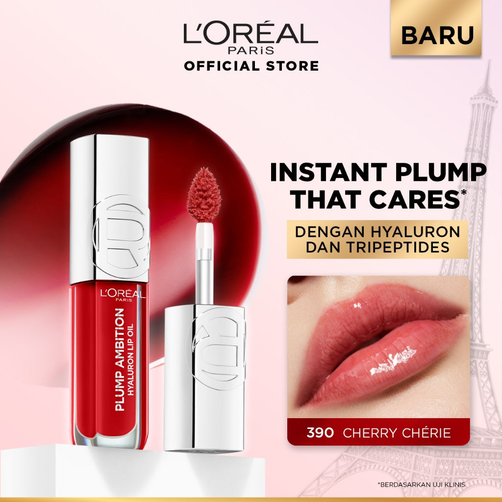 [BARU] L'Oreal Paris Plump Ambition Lip Oil - Instant Plump Hyaluronic Acid & Tripeptide Tahan Hingga 24 Jam, Bibir Plumpy & Lembab, Tidak Lengket | Lip Gloss Lip Plump