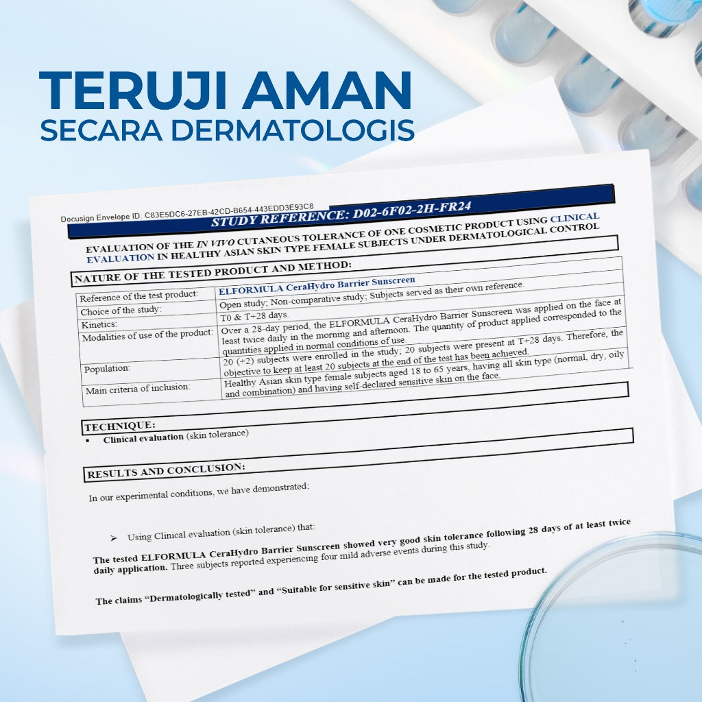 ELFORMULA Intensive CeraHydro Barrier Repair Sunscreen SPF 50+++ - Sunblock Sun Screen Sunscreen Wajah Tabir Surya Cepat Menyerap Melindungi Kulit Sensitive Sensitif Normal Berminyak dari Sinar UVA UVB Protection Minim Whitecast No Comedogenic Oil Control