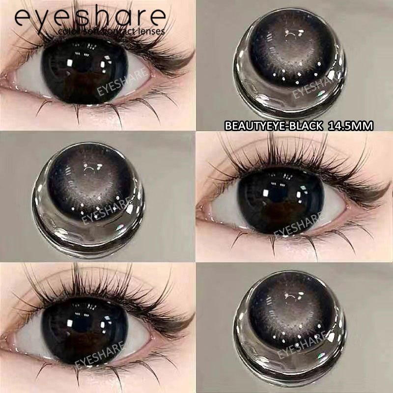 (COD)Eyeshare Softlens Minus(-1~-6) Black Brown Softlens Lensa MDS-BEAUTYEYE-BLACK-1.00ata Penuh Gaya Dan Cantik Softlens