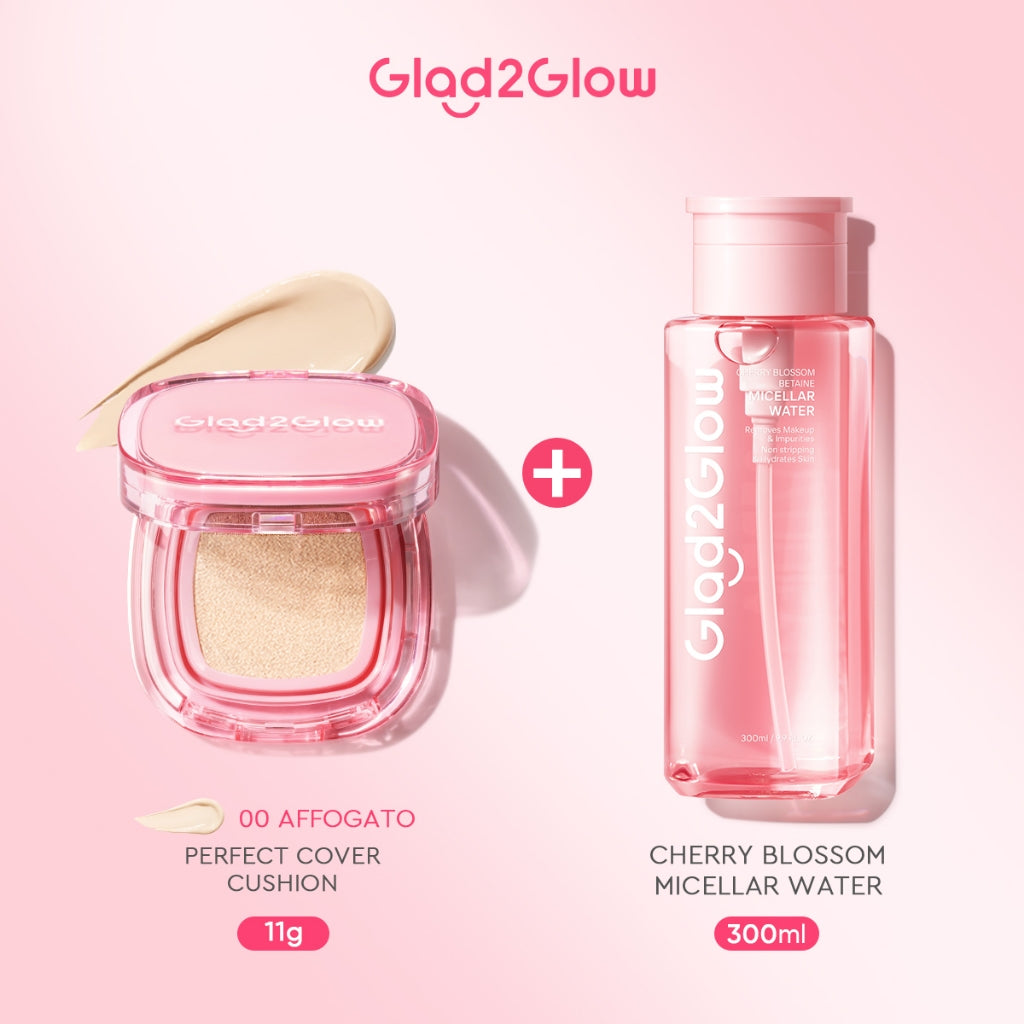 Glad2Glow Perfect Cover Cushion Foundation Waterproof Make Up Setting Concealer BB Cream Tahan Lama Hingga 12 Jam Hasil Akhir Glowing Dan Menyatu Dengan Warna Kulit Tekstur Ringan Di Wajah Full Coverage Velvet To Matte g2glow official store