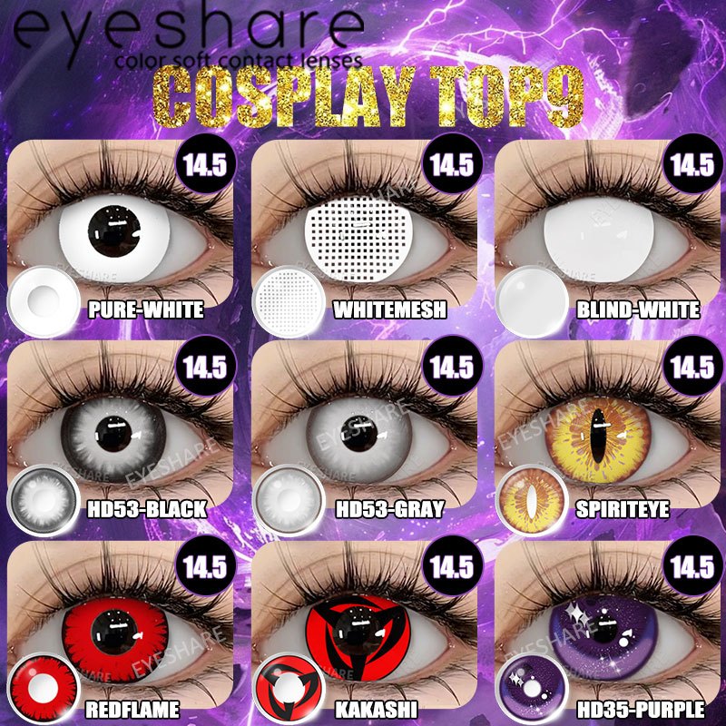 Eyeshare Softlens 14.5MM 1Pasang Lensa Kontak Putih Buta Putih Cosplay Mata Halloween Softlen