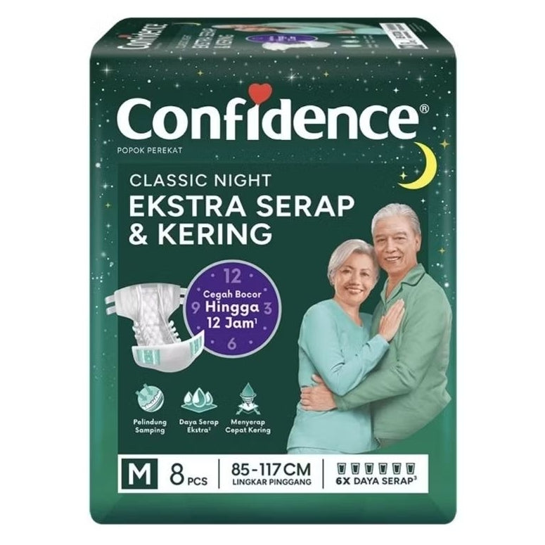 Confidence Classic Popok Perekat Dewasa Malam M8 L7 XL6 Pcs