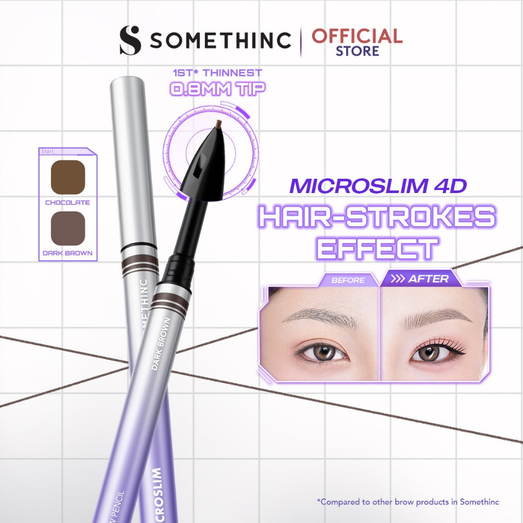 [BARU] SOMETHINC Microslim 4D Eyebrow Pencil 0.8mm - Pensil Alis Kecil Tipis Tahan Lama Natural Presisi Micro Tip Spoolie