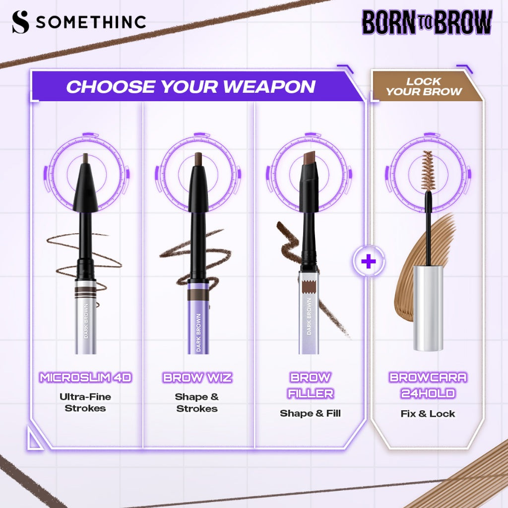 [BARU] SOMETHINC Microslim 4D Eyebrow Pencil 0.8mm - Pensil Alis Kecil Tipis Tahan Lama Natural Presisi Micro Tip Spoolie