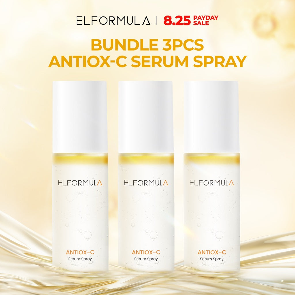 ELFORMULA Antiox-C Serum Spray - Spray Serum Kaya Vitamin & Fase Minyak Antioksidan Face Mist Primer Setting Spray untuk Instant Radiant Glow Wajah Pelembab Kulit Halus dan Lembab Glowing Booster Multifungsi Skincare Makeup Oil Control