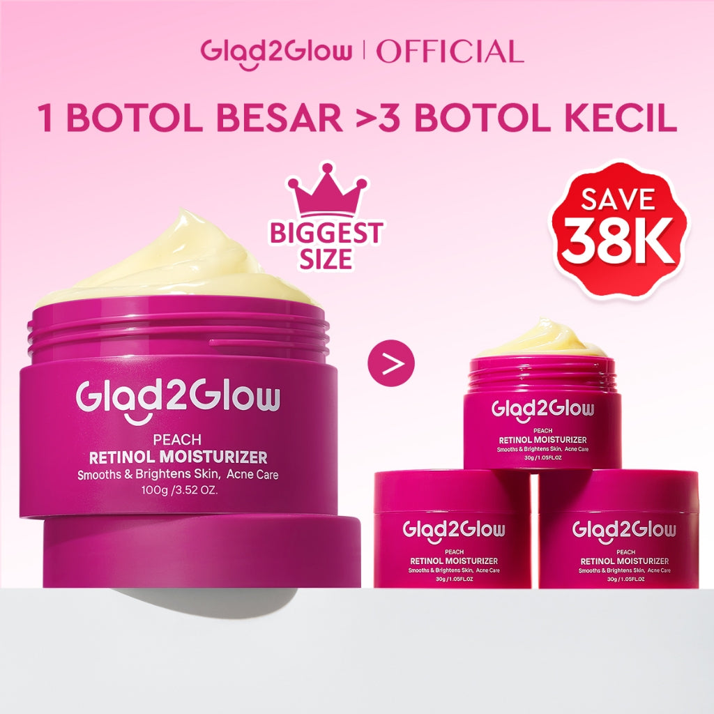 [Isi Besar Hemat]Glad2Glow Moisturizer Series100G Water Gel Niacinamide Brightening Retinol CentellaMencerahkan Pemutih Kulit Pelembab Bercahaya Krim Siang dan Malam Perawatan Kulit Ekstrak Delima Asam Lemak Asam Delima Wajah G2glow official store