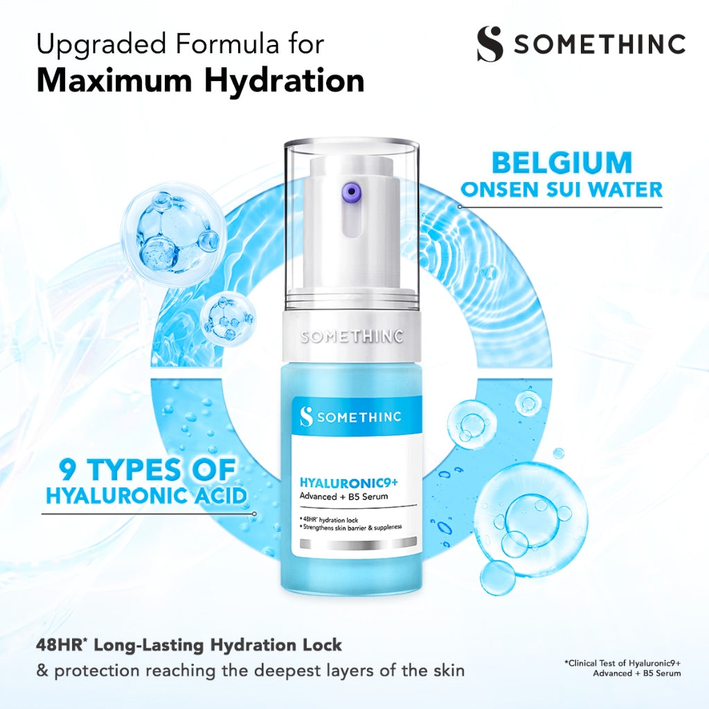 SOMETHINC HYALuronic9+ Advanced + B5 Serum - Memperkuat Skin Barrier Agar Tampil Lebih Plumpy, Halus, dan Segar. Serum Hidrasi Kulit Kering - Serum Menghidrasi Kulit Kering Selama 48 Jam