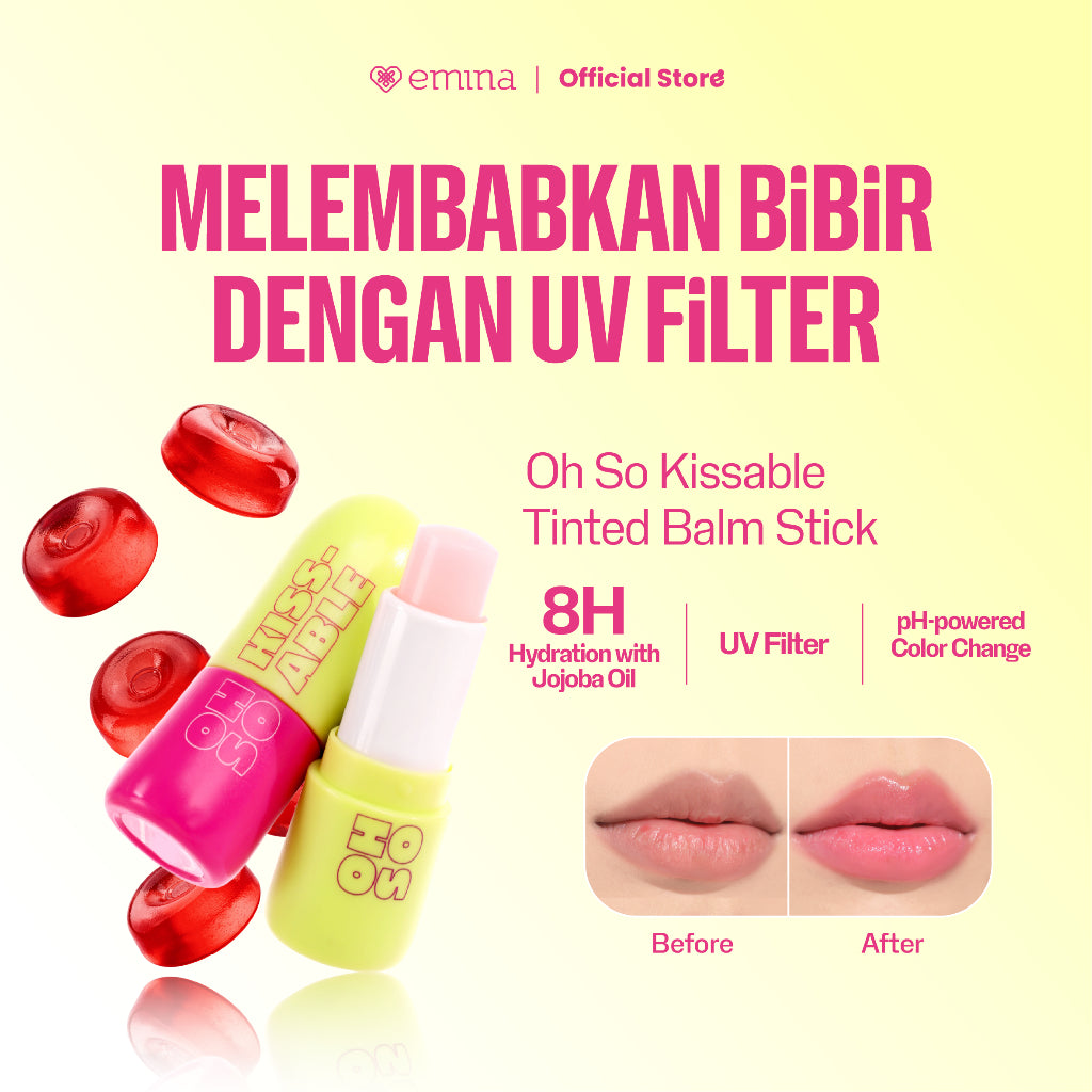 [SPECIAL 11.11] Emina Oh So Kissable Tinted Balm Stick 3.4 g - Lip Balm Melembabkan Bibir Warna Natural, UV Protection