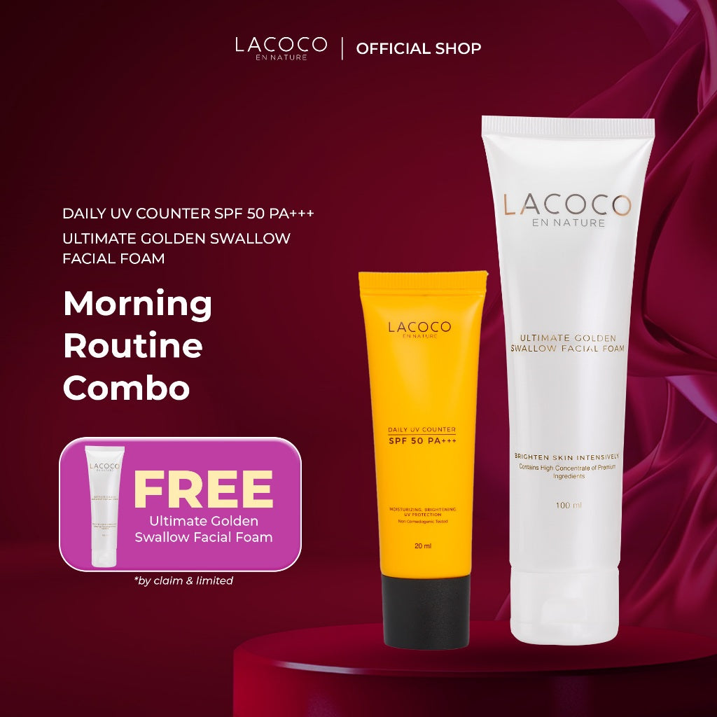 [Lacoco x Ayacahya] Morning Routine Combo - [Daily UV Counter SPF 50 PA++ (20 ml) + Ultimate Golden Swallow Facial Foam (100 ml)]