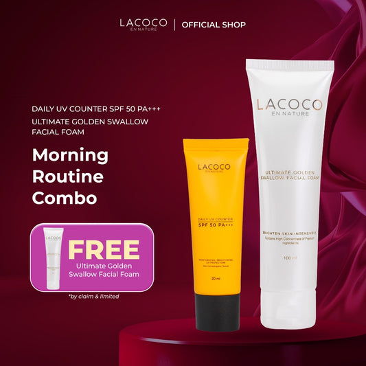 [Lacoco x Ayacahya] Morning Routine Combo - [Daily UV Counter SPF 50 PA++ (20 ml) + Ultimate Golden Swallow Facial Foam (100 ml)]