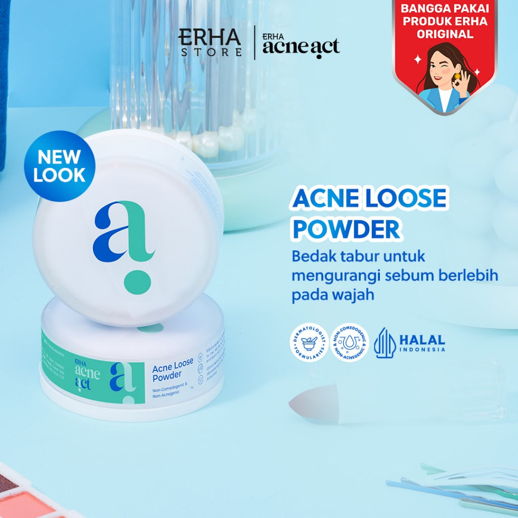 ERHA Acneact Acne Loose Powder 21 g - Bedak Tabur Kulit Jerawat | Non Comedogenic | Non Acnegenic