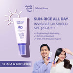 Finally Found You! SUN-RICE ALL DAY Invisible UV Shield SPF 50 PA++++ 50ml - Sunscreen Wajah untuk Semua Jenis Kulit, Melindungi dari Sinar UVA UVB, Mencerahkan Wajah dan Memberikan Hasil Glass Skin