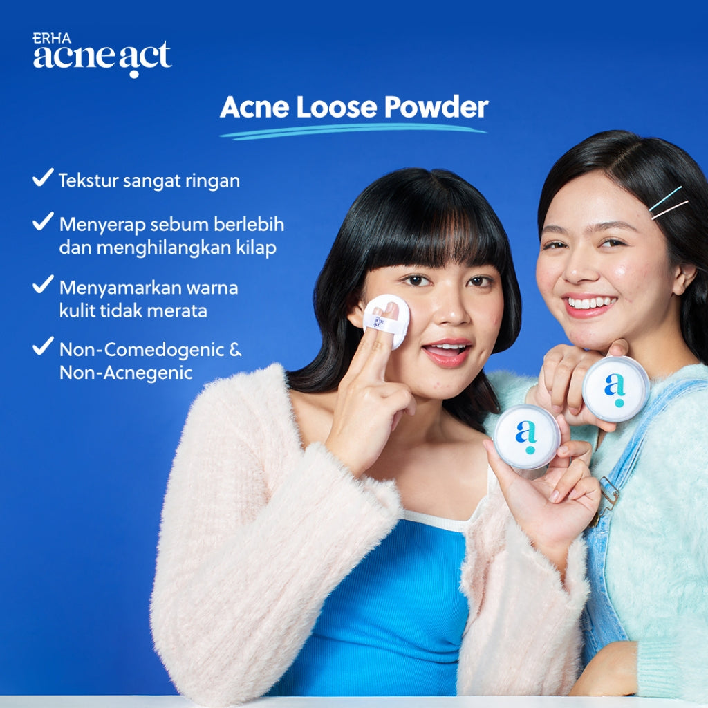 ERHA Acneact Acne Loose Powder 21 g - Bedak Tabur Kulit Jerawat | Non Comedogenic | Non Acnegenic