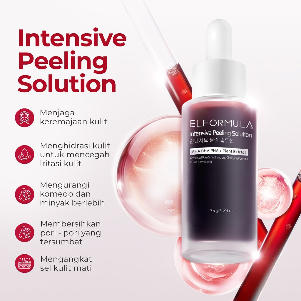 ELFORMULA Day & Night Bundle - Daily Gentle Low pH Facial Cleanser + CeraHydro Barrier Repair Moisture Gel + Intensive Peeling Solution + CeraHydro Barrier Repair Sunscreen SPF 50+++