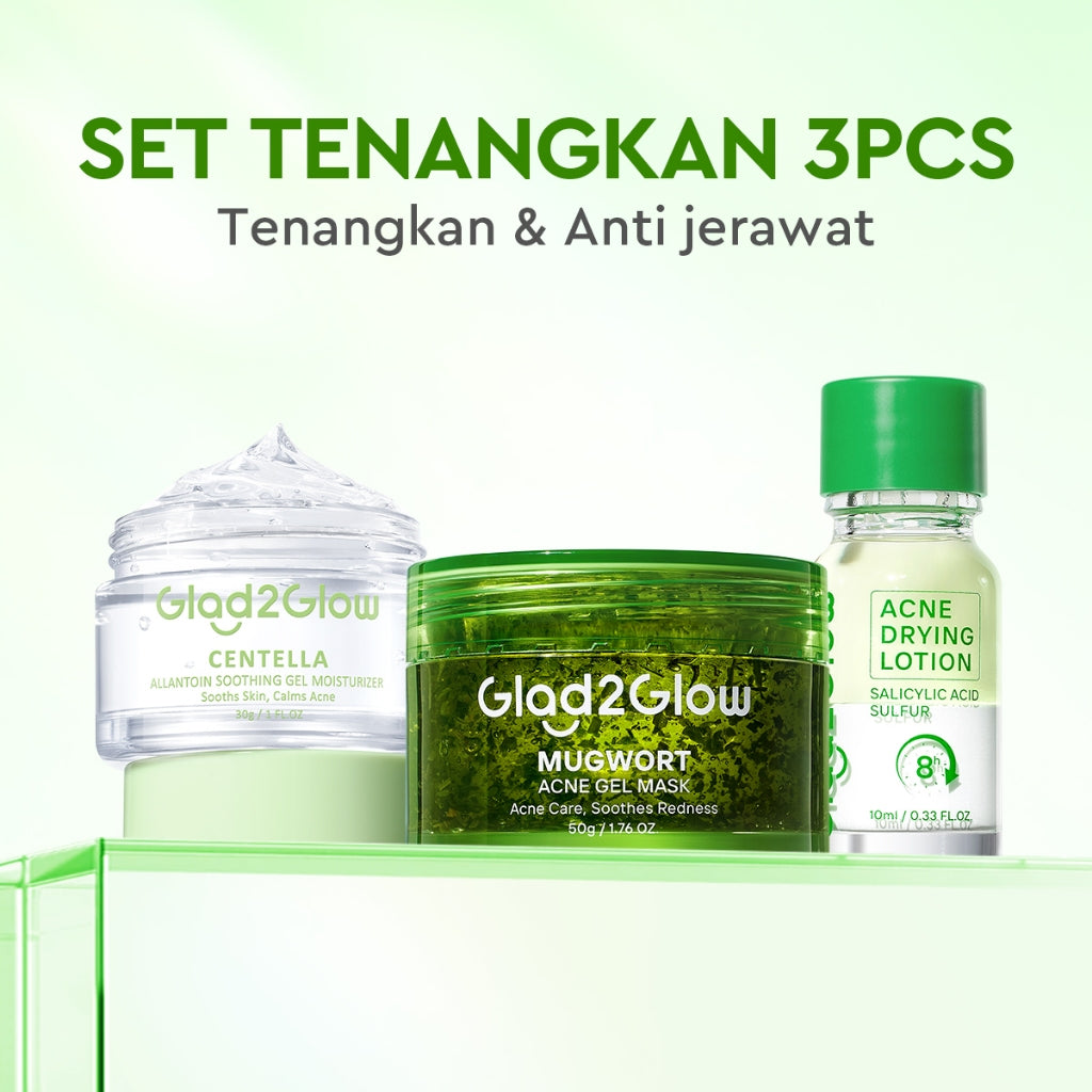 Glad2Glow Mugwort Acne Gel Mask 50g Masker Wajah Masker Komedo dan Pori Pori Wajah Masker Mask Sleeping Mask Sheetmask Clay Masker Jerawat Masker Clay Mask Mugwort Masker Hijau Masker Organik Gel Masker G2G masker wajah mencerahkan G2glow Official