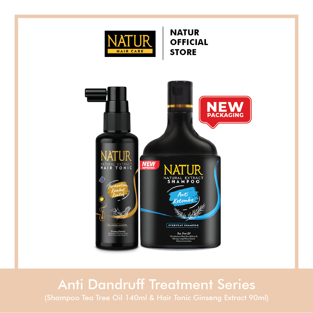 Natur Anti Dandruff Treatment Series (Shampoo TTO + Hair Tonic) - Perawatan Rambut Berketombe