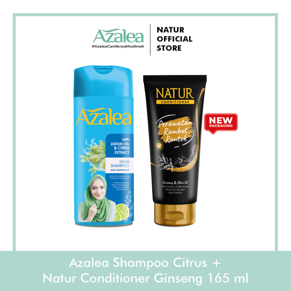 Azalea Shampoo Citrus Extract 180 ml & Natur Conditioner 165 ml - Paket Sampo Anti Ketombe dan Kondisioner